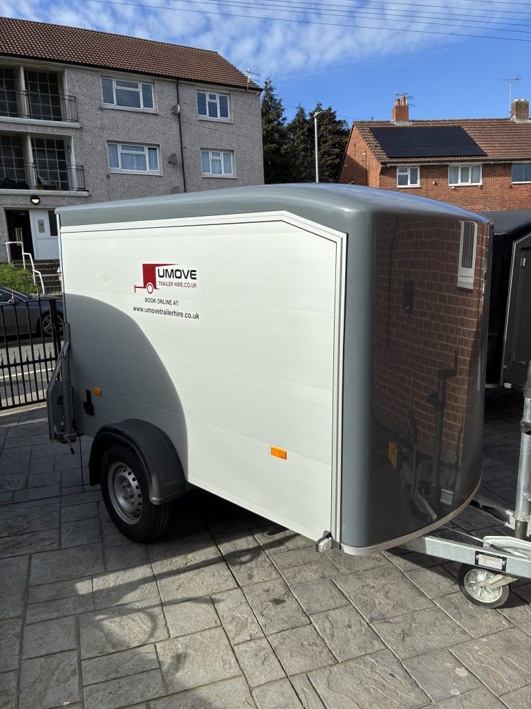 Debon C255 Aluminium Box (1) Trailer for Hire, Covered Motorcycle Transport UK or Europe, Personal Use