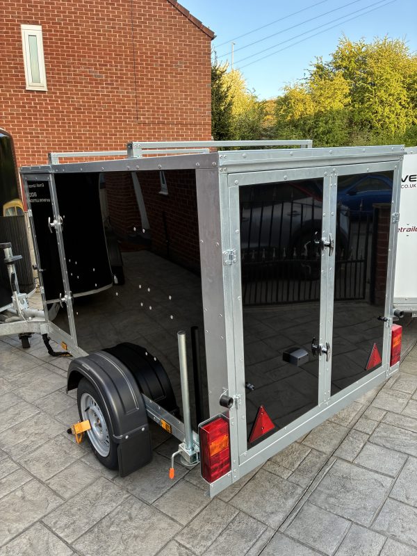 NEW TICKNERS ECO744 BOX TRAILER WITH 2 REAR OPENING DOORS, IN WHITE From £2200