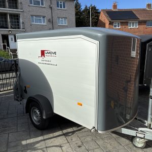DEBON C255 ALUMINIUM BOX (1) TRAILER FOR HIRE, COVERED MOTORCYCLE TRANSPORT UK OR EUROPE, PERSONAL USE