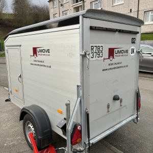 DEBON C255 ALUMINIUM BOX (2) TRAILER FOR HIRE, COVERED MOTORCYCLE TRANSPORT UK OR EUROPE, PERSONAL USE